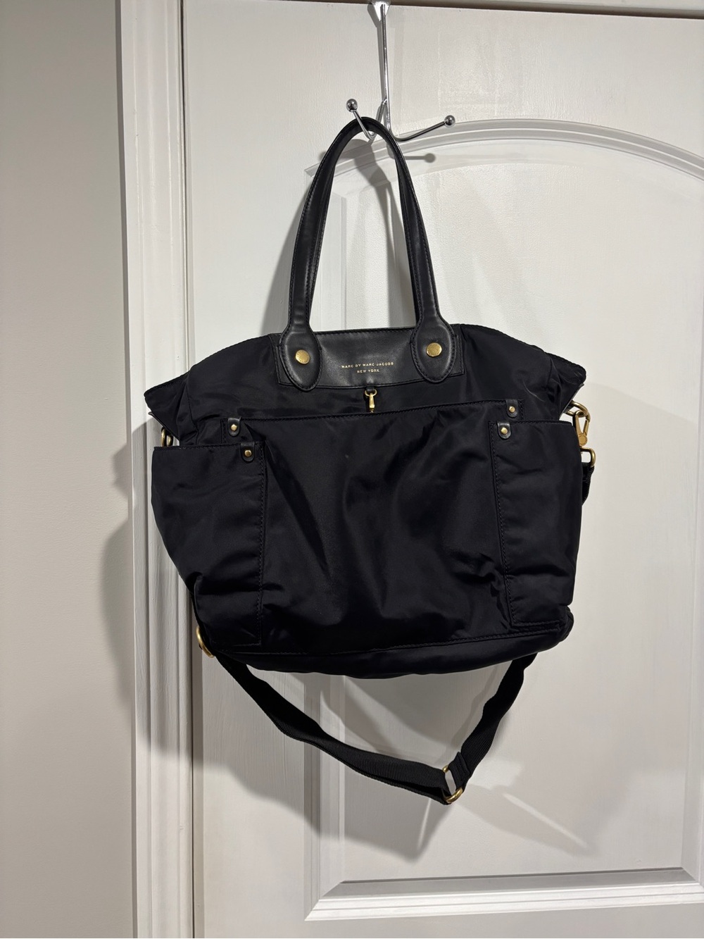 Mark Jacobs black nylon diaper bag